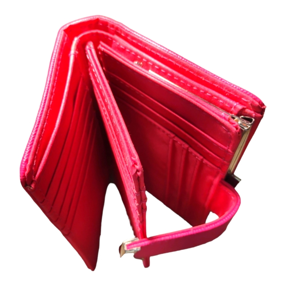 Pink Man Made Material Womens Wallet Billfold Accessory with Buckle and Snap - Picture 7 of 13